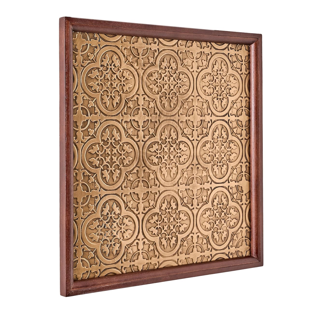 American Art Decor Embossed and Framed Gold Tile Bar Wall Decor - 24" x 24" x 1"